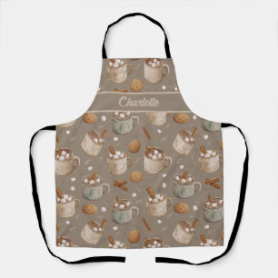 Hot Cocoa and Christmas Cookies Illustration Apron