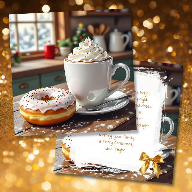Hot Cocoa and Christmas Donuts Festive Poem Holiday Card (Creator Uploaded)