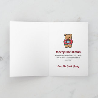 Hot Cocoa and Christmas Movies Personalised Card
