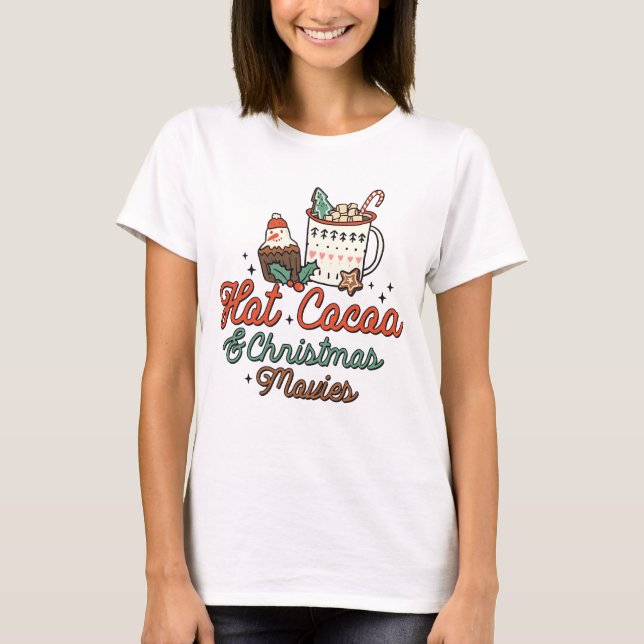 Hot Cocoa And Christmas Movies Retro T-Shirt (Front)