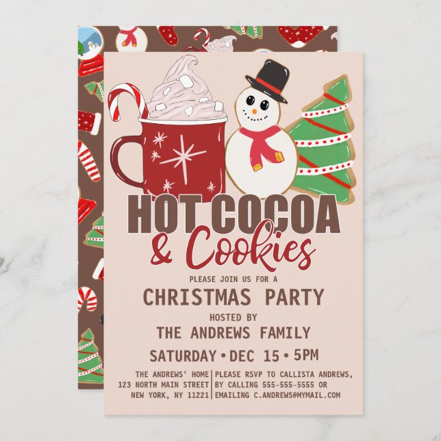 Hot Cocoa and Cookies Quote Cute Christmas Invitation (Front/Back)