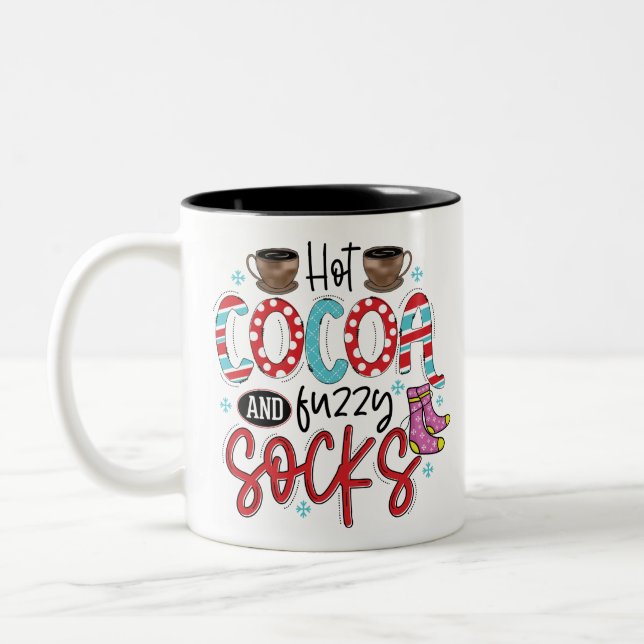 Hot Cocoa And Fuzzy Socks - Funny Winter Cold Two-Tone Coffee Mug (Left)