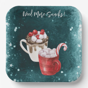 Hot Cocoa and Marshmallow Twin Baby Shower  Paper Plate
