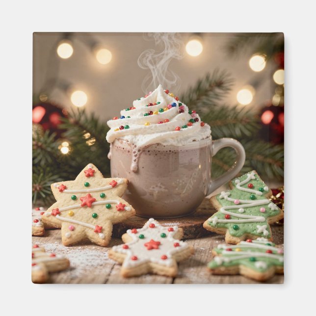 Hot Cocoa and Sugar Cookies | Christmas Magnet (Front)
