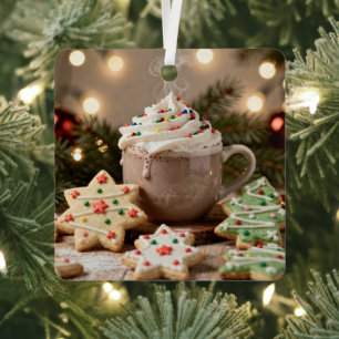 Hot Cocoa and Sugar Cookies Christmas Metal Tree Decoration