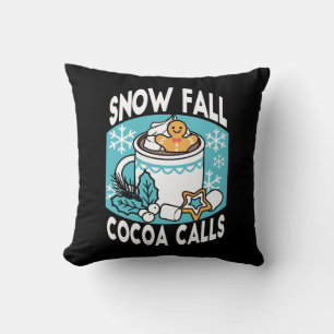 Hot Cocoa and Winter Charm - Snow Fall Cocoa Calls Cushion