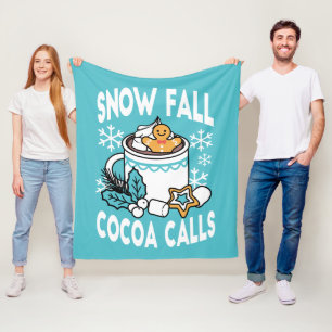Hot Cocoa and Winter Charm - Snow Fall Cocoa Calls Fleece Blanket