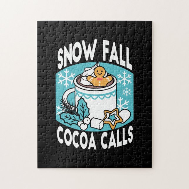Hot Cocoa and Winter Charm - Snow Fall Cocoa Calls Jigsaw Puzzle (Vertical)