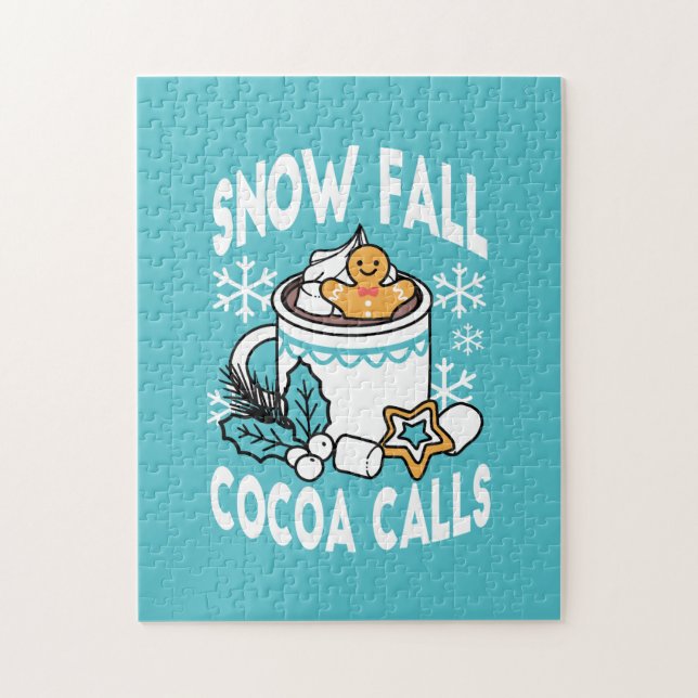 Hot Cocoa and Winter Charm - Snow Fall Cocoa Calls Jigsaw Puzzle (Vertical)