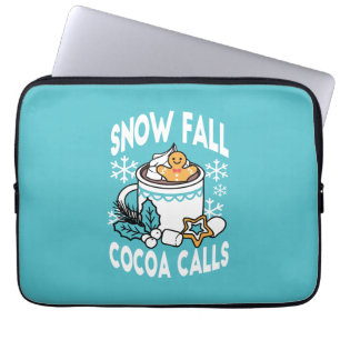 Hot Cocoa and Winter Charm - Snow Fall Cocoa Calls Laptop Sleeve