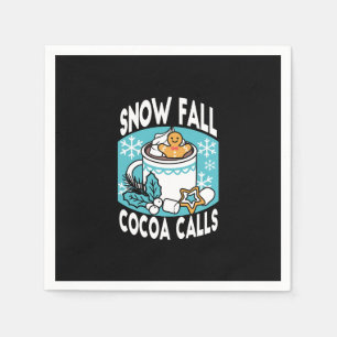 Hot Cocoa and Winter Charm - Snow Fall Cocoa Calls Napkin