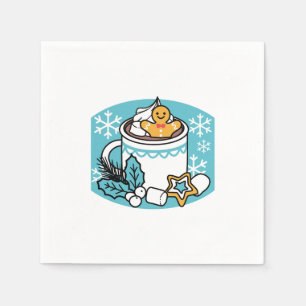 Hot Cocoa and Winter Charm - Snow Fall Cocoa Calls Napkin