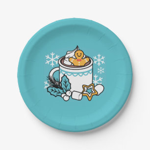 Hot Cocoa and Winter Charm - Snow Fall Cocoa Calls Paper Plate