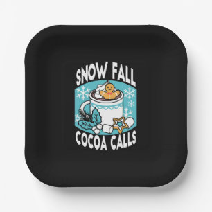Hot Cocoa and Winter Charm - Snow Fall Cocoa Calls Paper Plate