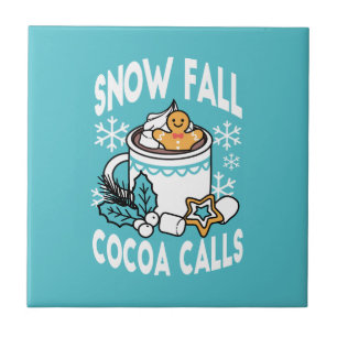 Hot Cocoa and Winter Charm - Snow Fall Cocoa Calls Tile