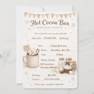 Hot Cocoa Bar Birthday Invitation