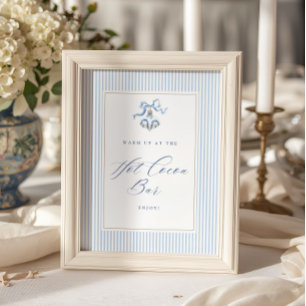 Hot Cocoa Bar Blue Christmas Bridal Shower Poster