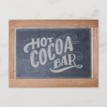 Hot Cocoa Bar Chalkboard Sign Postcard<br><div class="desc">This chalkboard hot cocoa bar sign features chalk hand lettering that says "Hot Cocoa Bar" on a faux chalkboard background. The chalkboard is surrounded by a wooden frame. (The chalkboard and the frame are from a photograph. There is no actual frame) The lettering features decorative swashes and ornamental swirls.</div>