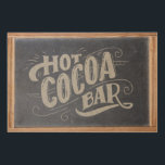 Hot Cocoa Bar Chalkboard Wood Wall Art<br><div class="desc">This chalkboard hot cocoa bar sign features chalk hand lettering that says "Hot Cocoa Bar" on a faux chalkboard background. The chalkboard is surrounded by a wooden frame. The design is printed on wood, but there is no actual wooden frame. (The frame is a photo image.) The lettering features decorative...</div>