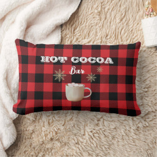 Hot Cocoa Bar Check Mountain  Lumbar Cushion