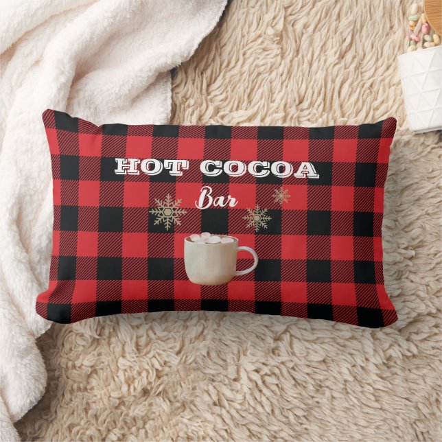 Hot Cocoa Bar Check Mountain  Lumbar Cushion (Blanket)