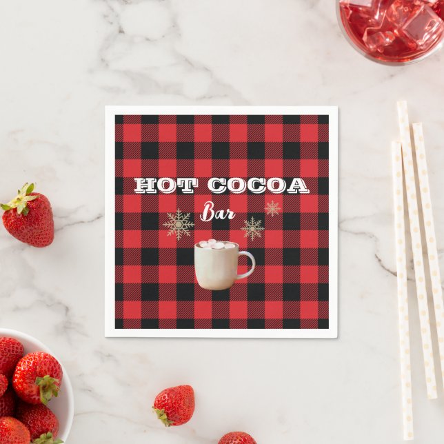 Hot Cocoa Bar Check Mountain  Napkin (Insitu)