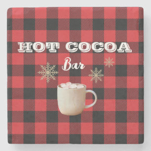 Hot Cocoa Bar Check Mountain  Stone Coaster