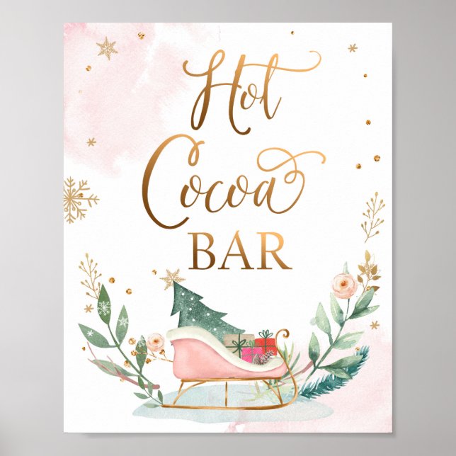 Hot Cocoa Bar Chocolate Sleigh Girl Birthday Sign (Front)