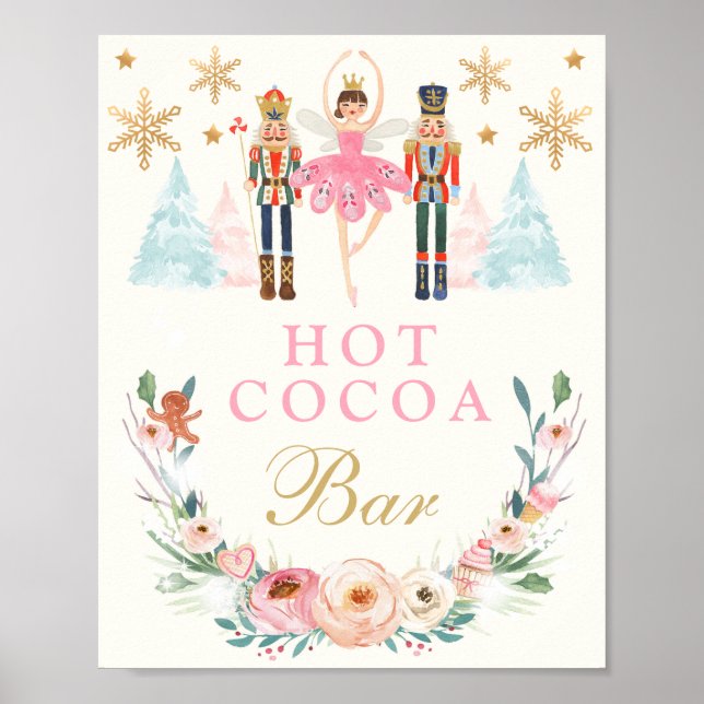 Hot Cocoa Bar Nutcracker Land Of Sweets Birthday Poster (Front)