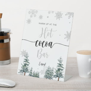 Hot Cocoa Bar sign, silver winter sign