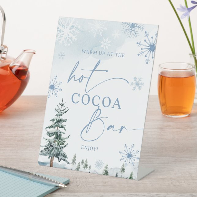 Hot Cocoa Bar sign, winter wonderland baby shower Pedestal Sign (In SItu)