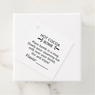 Hot Cocoa bomb direction tag, Flavour cocoa tags