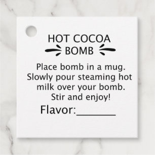 Hot cocoa bomb Flavour tags, directions, instuctio Favour Tags