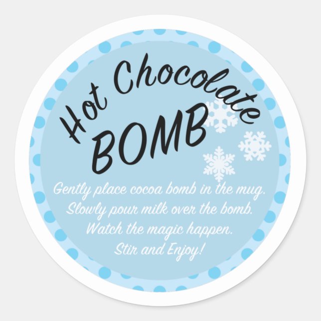 Hot cocoa bomb label, instruction labels (Front)