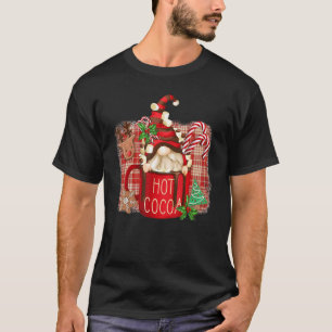 Hot Cocoa Buffalo Plaid Gnome With Christmas Tree T-Shirt