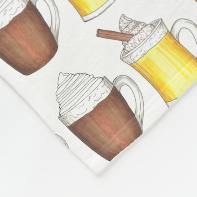 Hot Cocoa Buttered Rum Egg Nog Warm Winter Drinks Fleece Blanket (Corner)