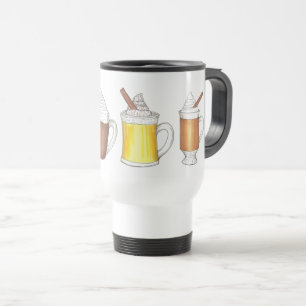 Hot Cocoa Buttered Rum Eggnog Winter Holiday Drink Travel Mug