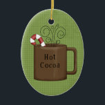 Hot Cocoa Ceramic Christmas Ornament<br><div class="desc">Text can be added to this ornament to make a personalized holiday gift. If you need help,  just click on the contact link below to send the designer a personal detailed message.</div>