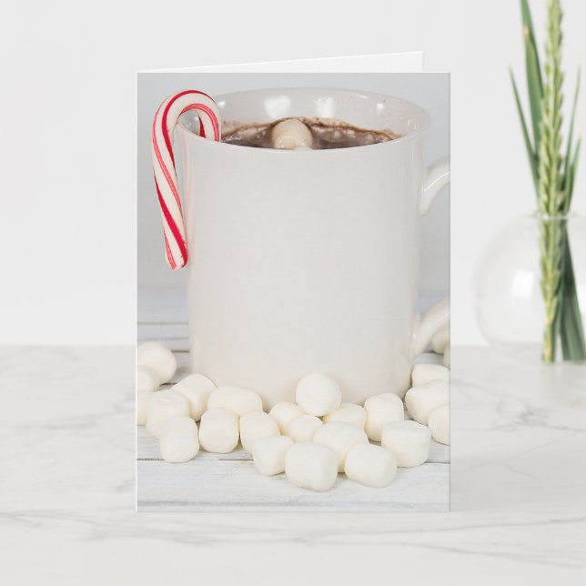 Hot Cocoa Christmas Candy Cane Holiday Card (Front)