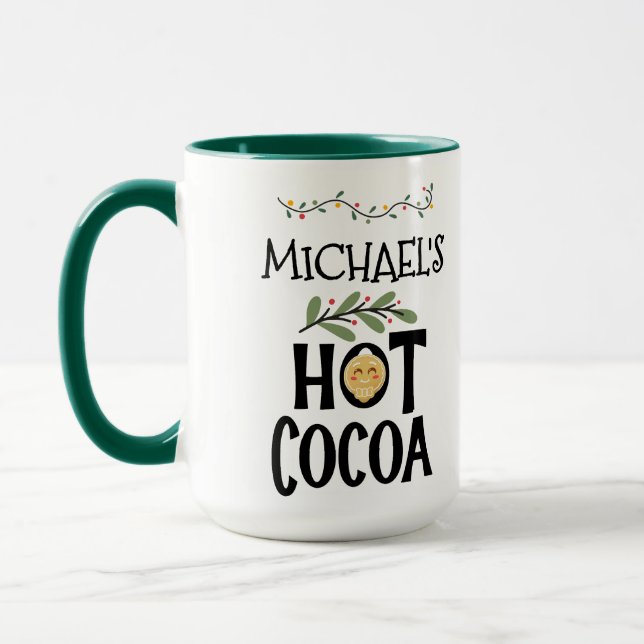 Hot Cocoa Christmas Gingerbread kids & Custom Name Mug (Left)