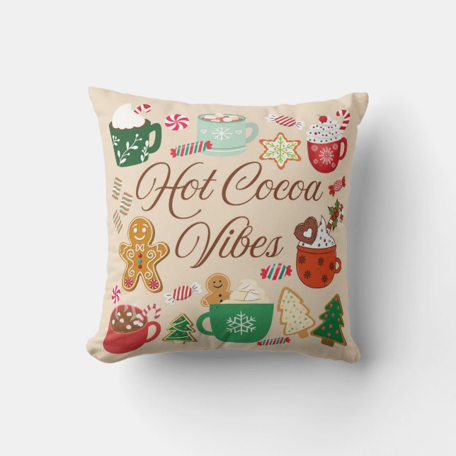 Hot Cocoa Christmas Vibes Cushion (Front)