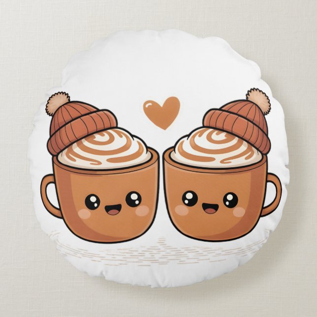 Hot Cocoa Couple Pillow – Cute Cozy Winter Décor (Front)