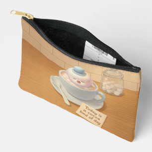 Hot Cocoa Day: Smiling Bichon Marshmallow Art Accessory Pouch