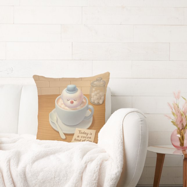 Hot Cocoa Day: Smiling Bichon Marshmallow Art Cushion (Couch)