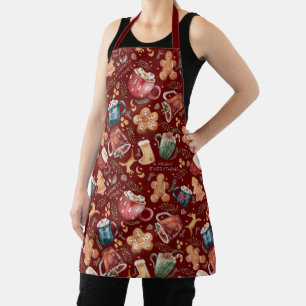 Hot Cocoa Gingerbread Cookies Rustic Christmas  Apron