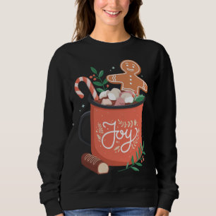 Hot Cocoa Gingerbread Man with Candy Cane Joy Sweatshirt