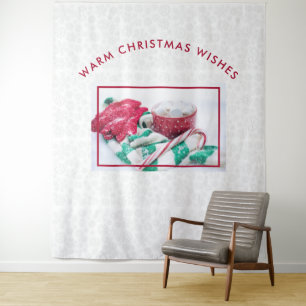 Hot Cocoa Marshmallows & Candy Cane Christmas Tapestry