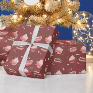 Hot Cocoa Mugs Pattern Holiday Wrapping Paper