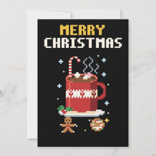 Hot Cocoa Pixel Art Christmas Card