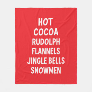 Hot Cocoa Rudolph Flannels Jingle Bells Santa Fleece Blanket